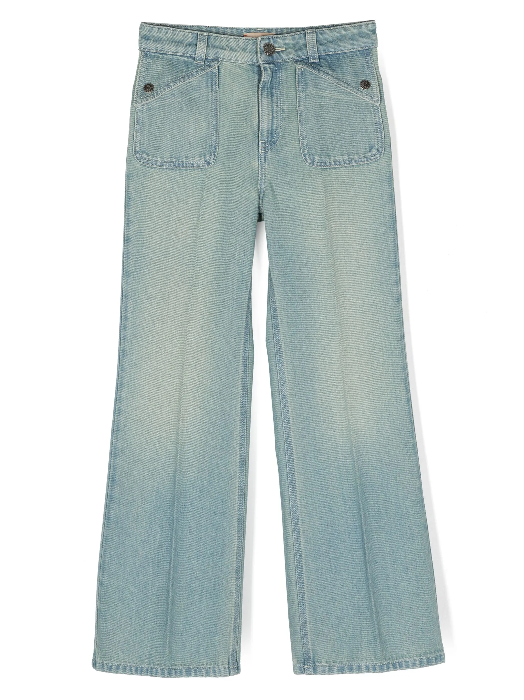 

Широкие джинсы средней посадки с нашивкой-логотипом Gucci Kids, синий