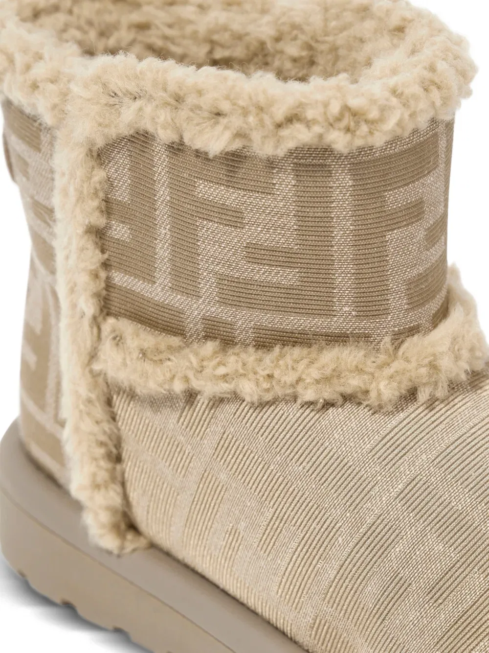 Сапоги с логотипом FF, отделанные овчиной Fendi Kids, нейтральный — фото 4