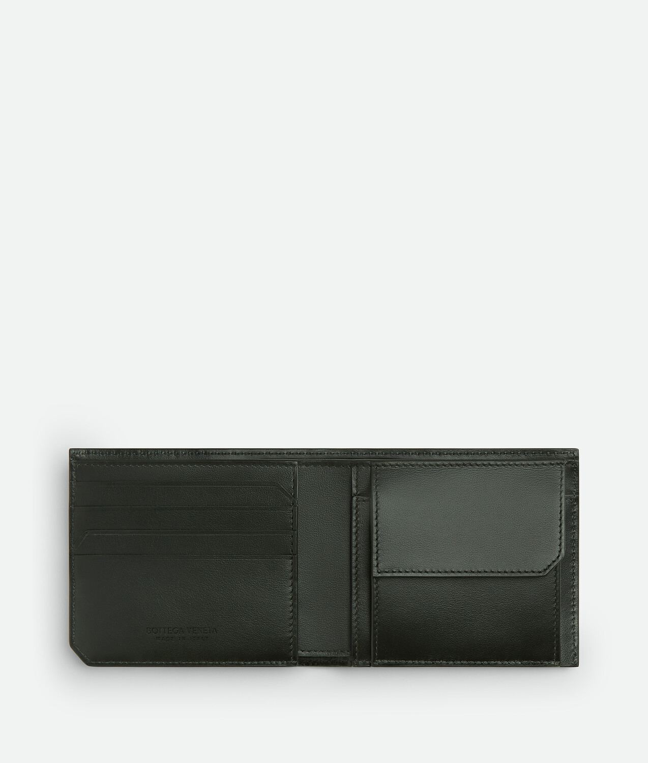 Intrecciato piccolo bi-fold wallet with coin purse BOTTEGA VENETA, темно-зеленый — фото 2