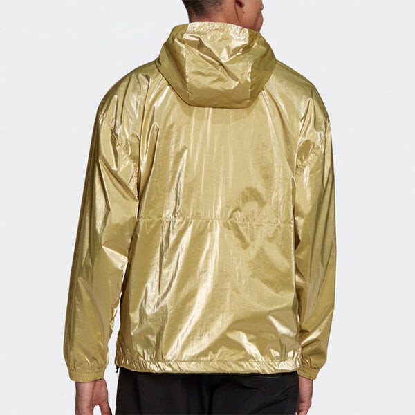 Куртка adidas originals TLM 02 WB Gold Half Zipper Pullover hooded Double Sided Windbreaker Jacket Gold Color, желтый — фото 4