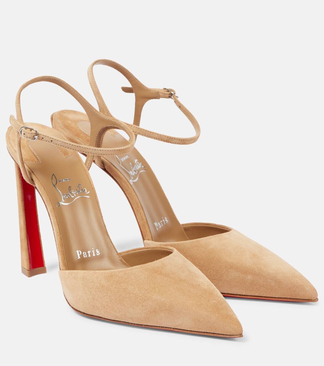 Туфли-лодочки Condora Riviera 100 из замши с открытой пяткой Christian Louboutin, цвет lionne/lin lionne