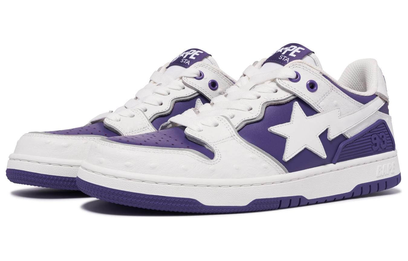 Кроссовки BAPE A BATHING APE Sk8 Sta #1 Ostrich Pack White Black, фиолетовый — фото 4