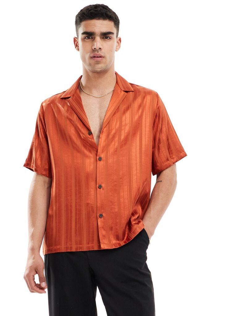 

ASOS DESIGN – оранжевая рубашка свободного кроя с короткими рукавами
