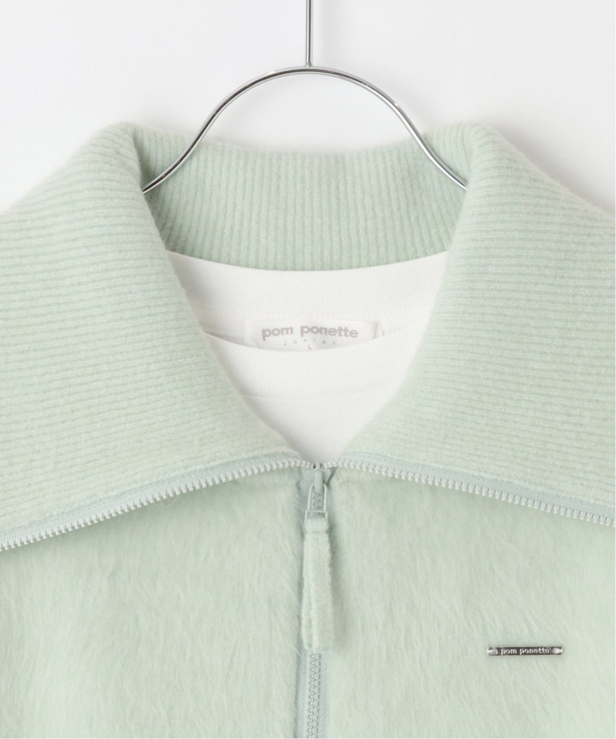 Комплект из вязаного жилета на молнии и длинной футболки Pom ponette junior, Emerald Green — фото 4