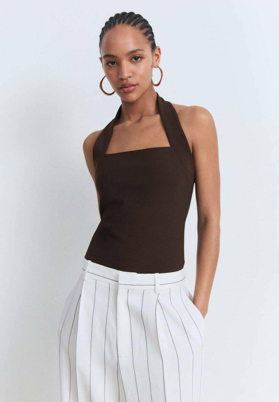 

Топ HALTER NECKLINE Mango, коричневый