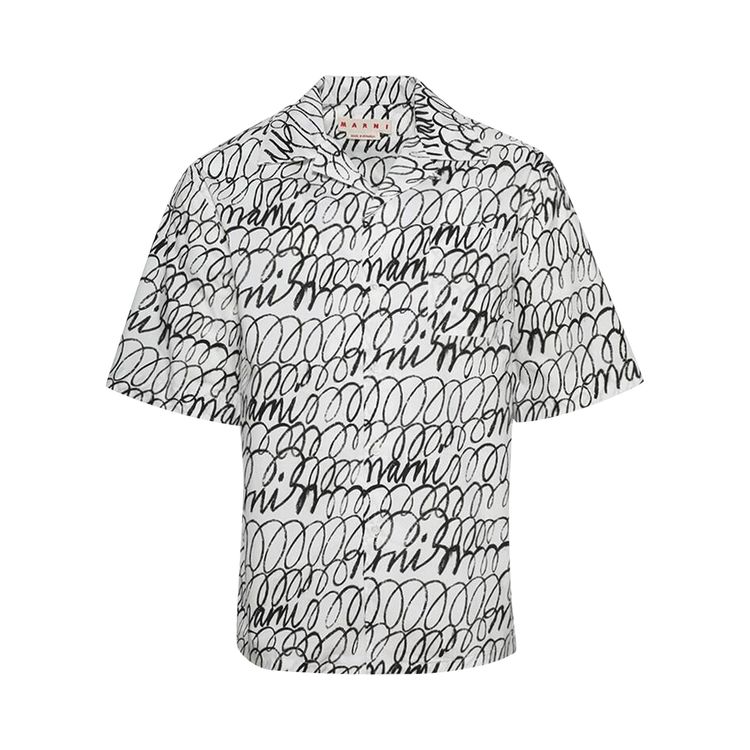 

Рубашка Marni Boxy Fit Tropical Bowling Shirt Lily White, белый