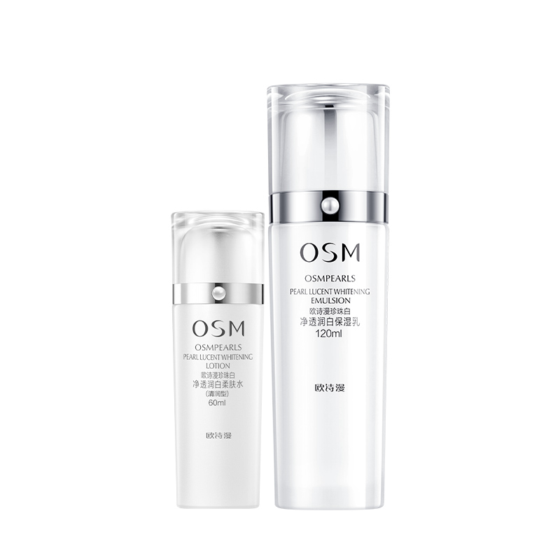 OSM Набор для ухода за кожей pearl white прозрачный и увлажняющий, осветляющий темные пятна, 160мл+120мл — фото 2