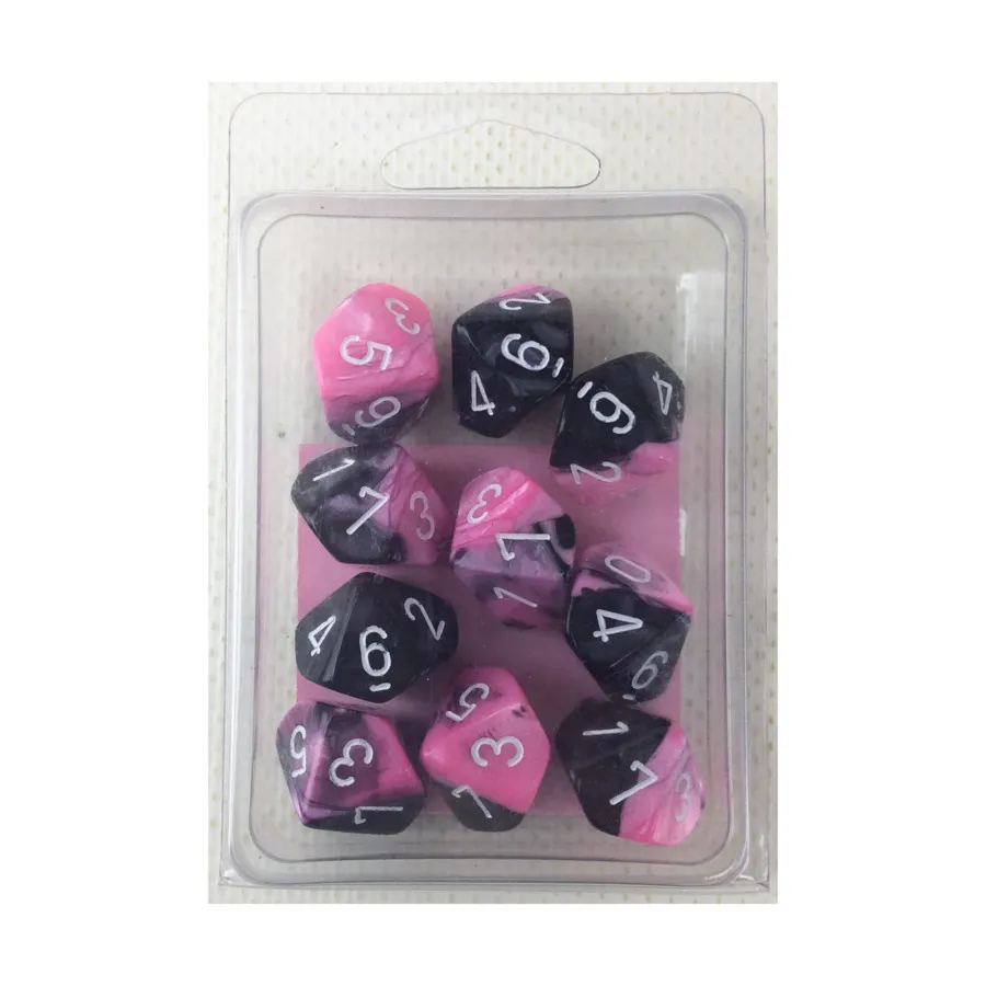 

d10 Черно-розовый с белым (10), Dice - Gemini - d10 (Chessex)