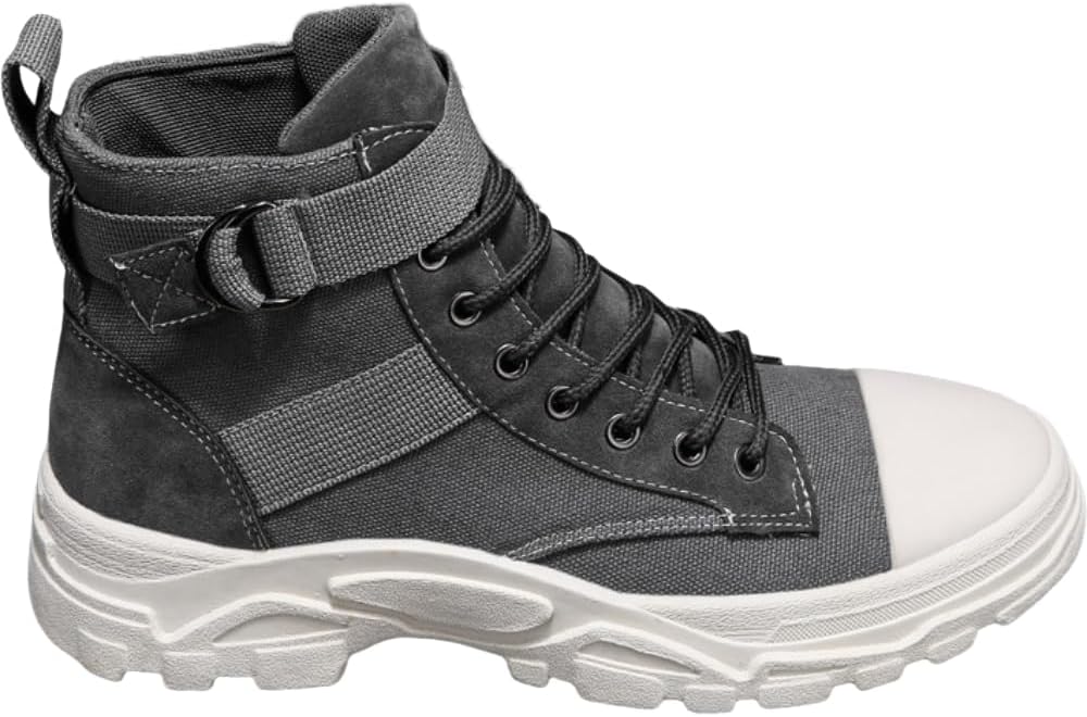 

Мужские ботинки на шнуровке в корейском стиле с рифленой подошвой, противоскользящие, высокие, удобные, для улицы, на танкетке, боевые Kiobrvhe, серый