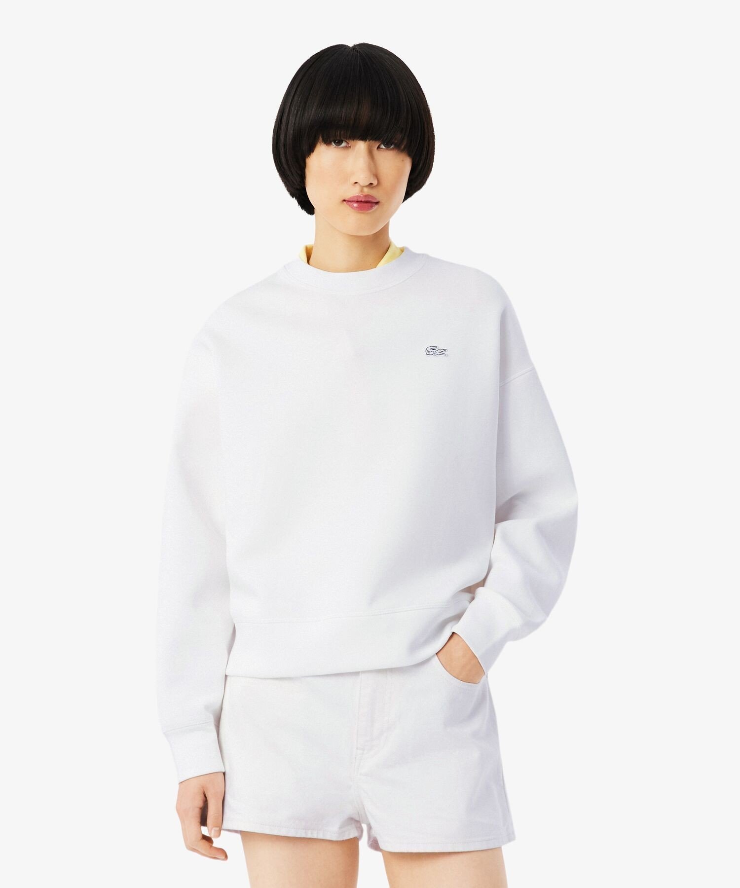 Толстовка LACOSTE White, свободного кроя, женская