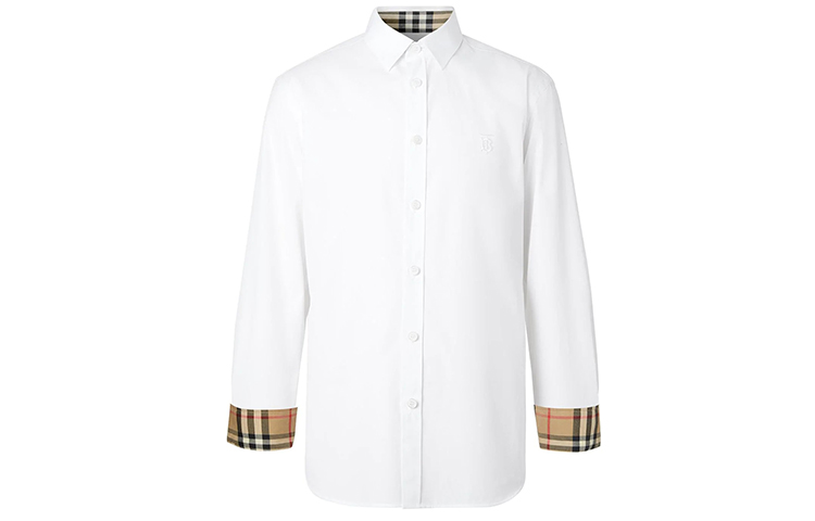 Рубашка Burberry Slim Fit из хлопкового поплина с монограммой и стретчем, белый — фото 4