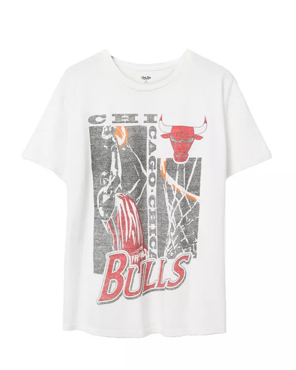 

Футболка унисекс с коротким рукавом NBA Chicago Bulls Jump Shot Junk Food Clothing, белый