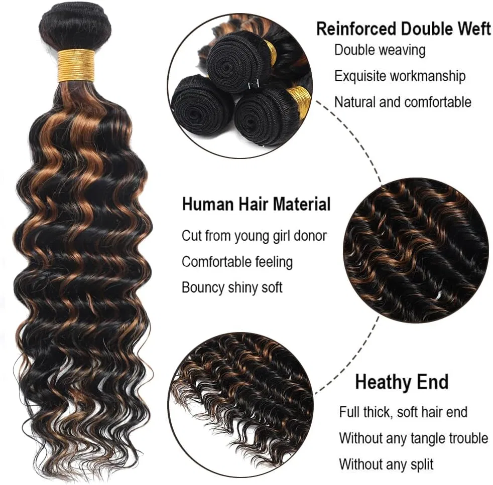 Хайлайтер омбре волнистый с закрытием Tendersse P1b/30 3 шт 20 22 24+18 дюймов — фото 3
