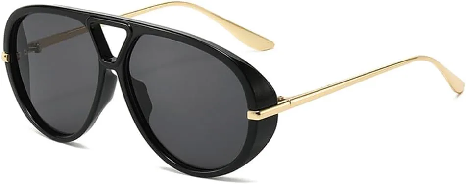 

Солнцезащитные очки UV400 с увеличенными металлическими двойными перемычками для женщин и мужчин, для бега и занятий спортом на открытом воздухе UYPTK, Black-black