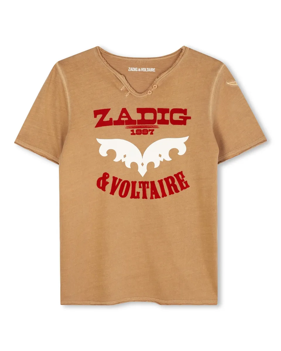 

Детская хлопковая футболка Zadig & Voltaire, оранжевый