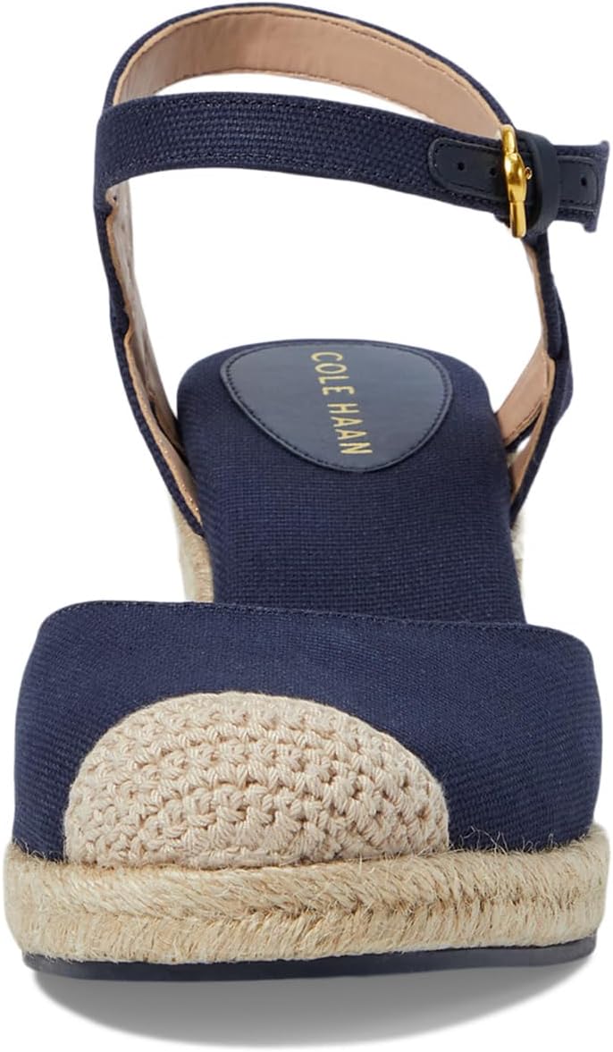 Туфли Cole Haan Cloudfeel Espadrille Wedge 80 mm II, цвет Navy Blazer Linen/Natural Jute — фото 2
