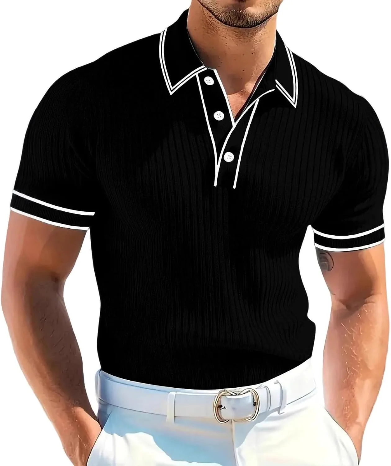 

Мужская поло с коротким рукавом и отложным воротником, легкая летняя футболка