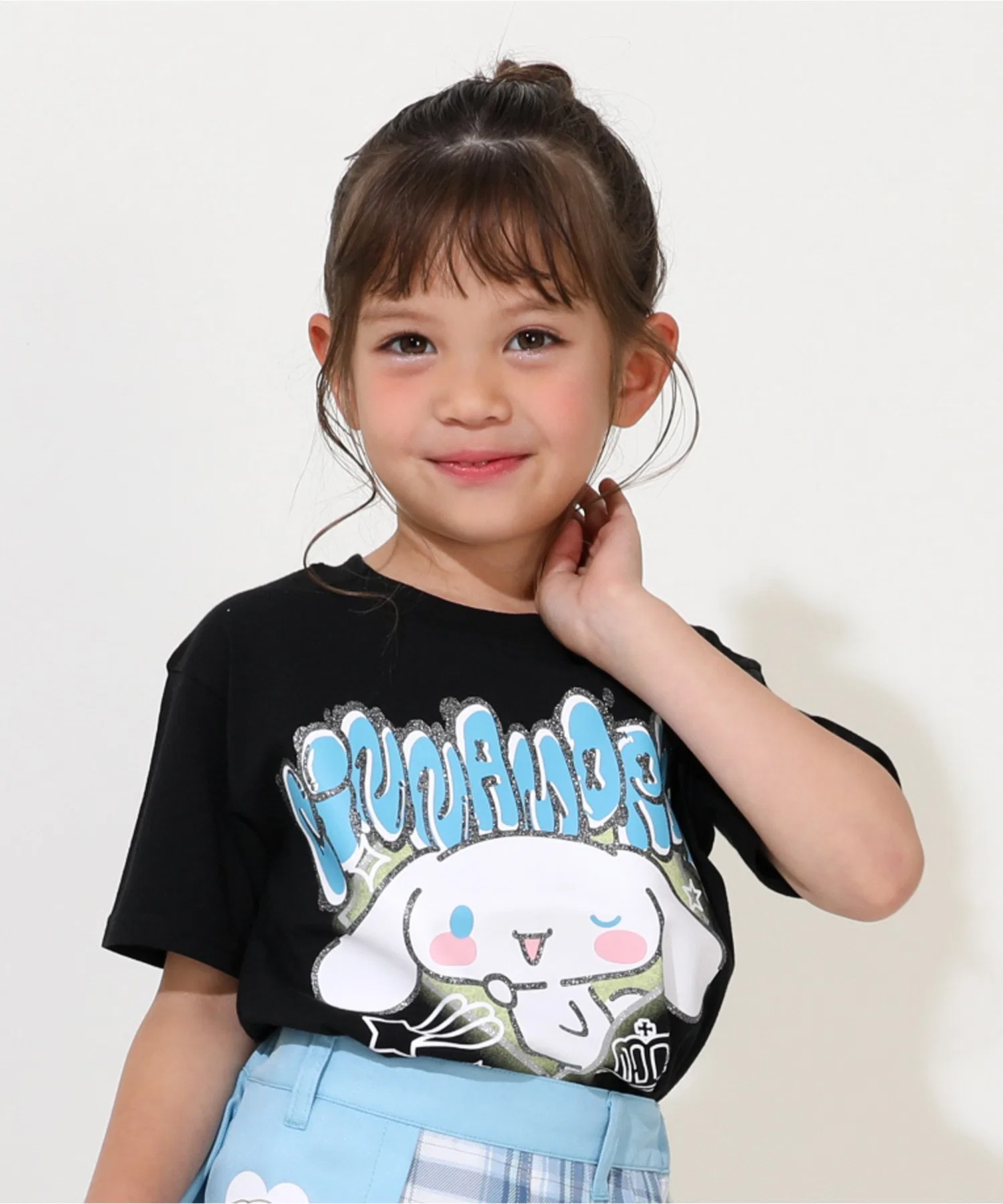 Детская футболка Sanrio с ламе и принтом, хлопковая, бирюзовая