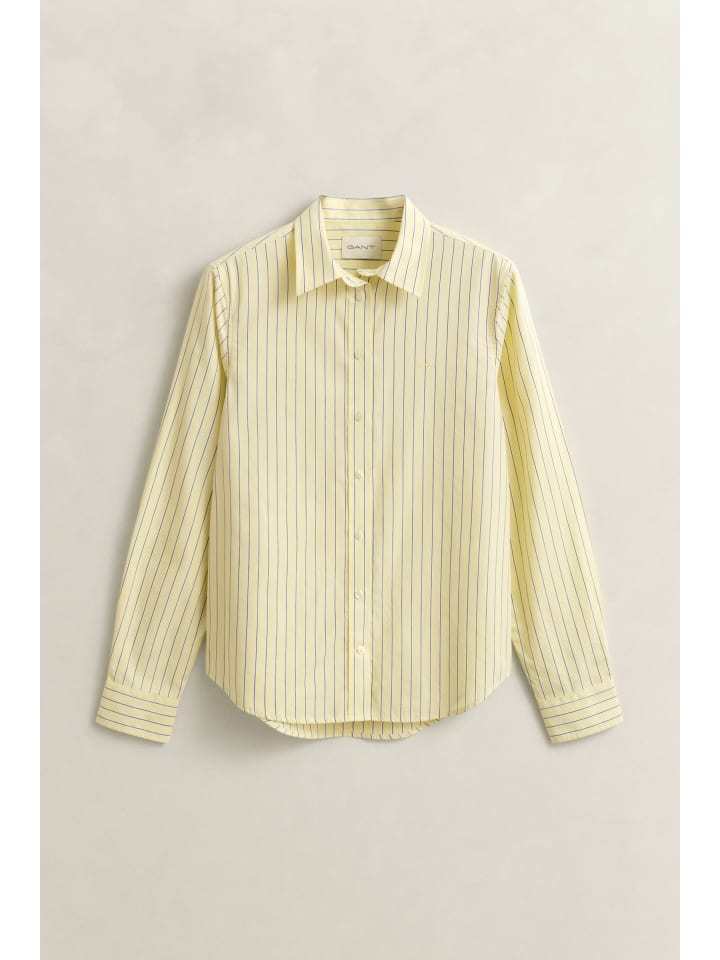 

Gant Классическая рубашка из поплина в полоску ванильно-желтого цвета