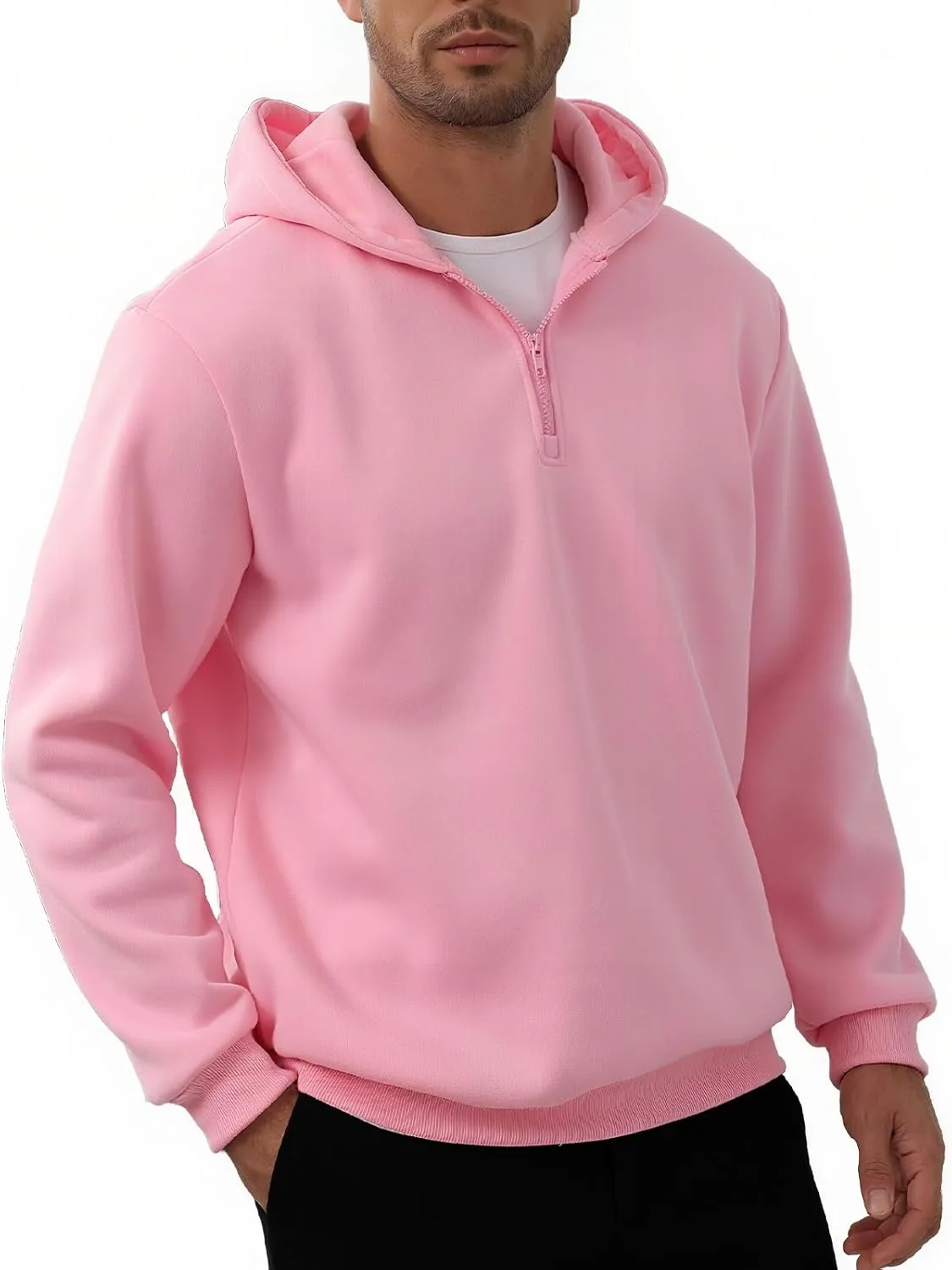 

JIHUILAI мужская толстовка с молнией на четверть, флисовая, с длинными рукавами, размеры S-3XL