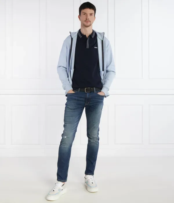 Поло Пауле 2 slim fit Boss Green, темно-синий — фото 2