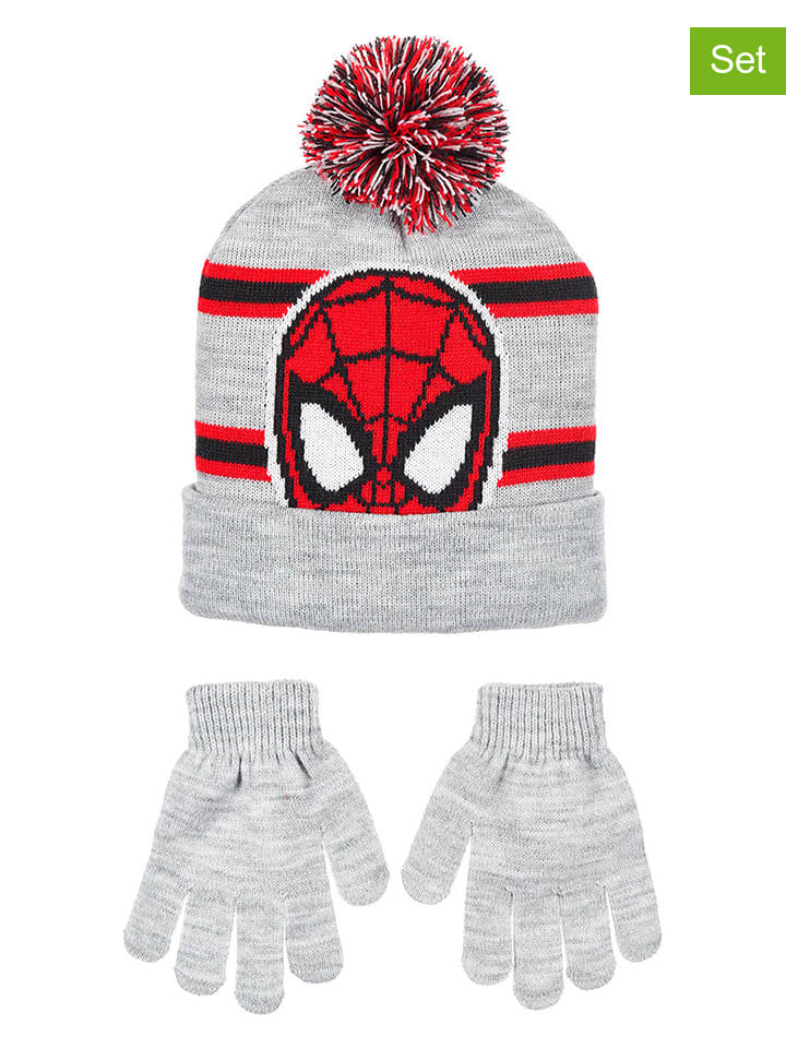 

Spiderman Комплект из двух предметов: шляпа и перчатки "Человека-паука" серо-красного цвета