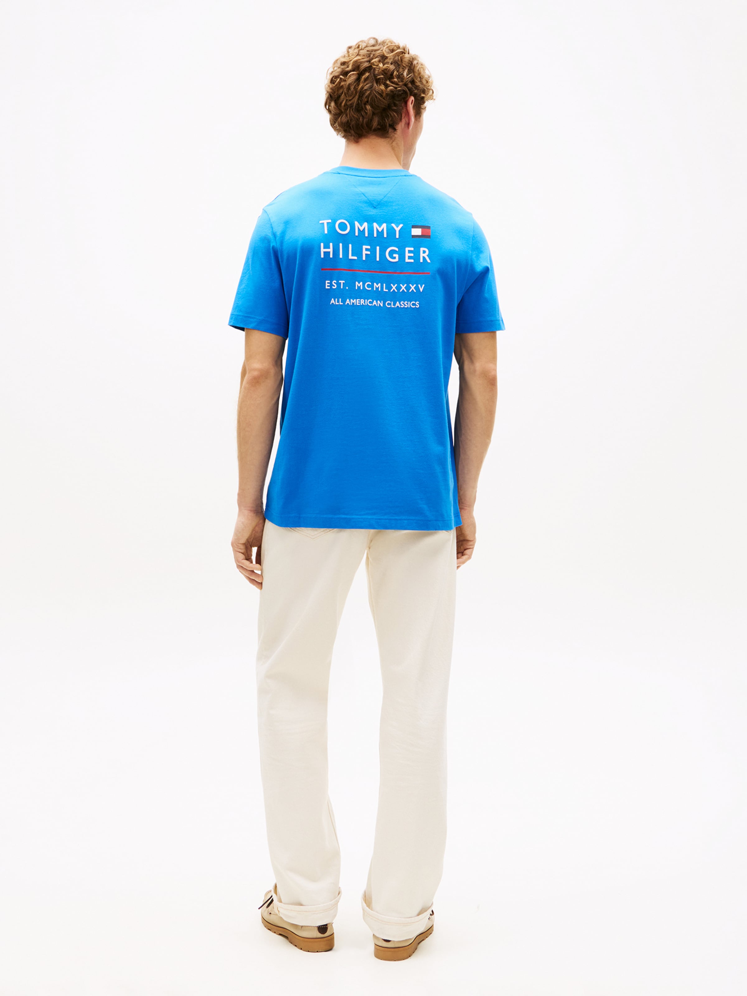 TOMMY HILFIGER Футболка 'BRAND LOVE' в цвете Azure, Dark Blue — фото 4