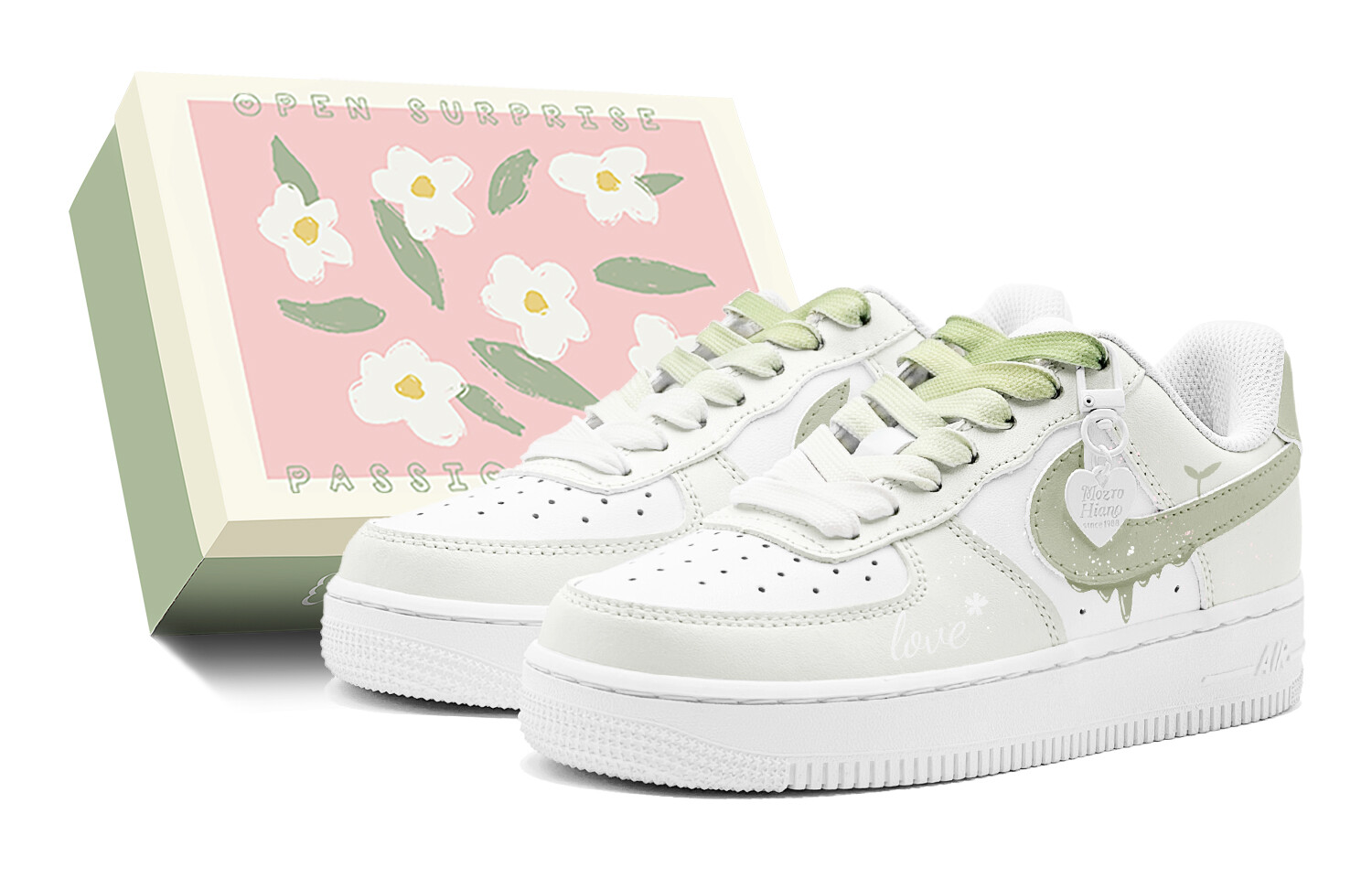

Кроссовки Nike Air Force 1 Skateboarding Shoes Women's Low-top Green/white, зеленый