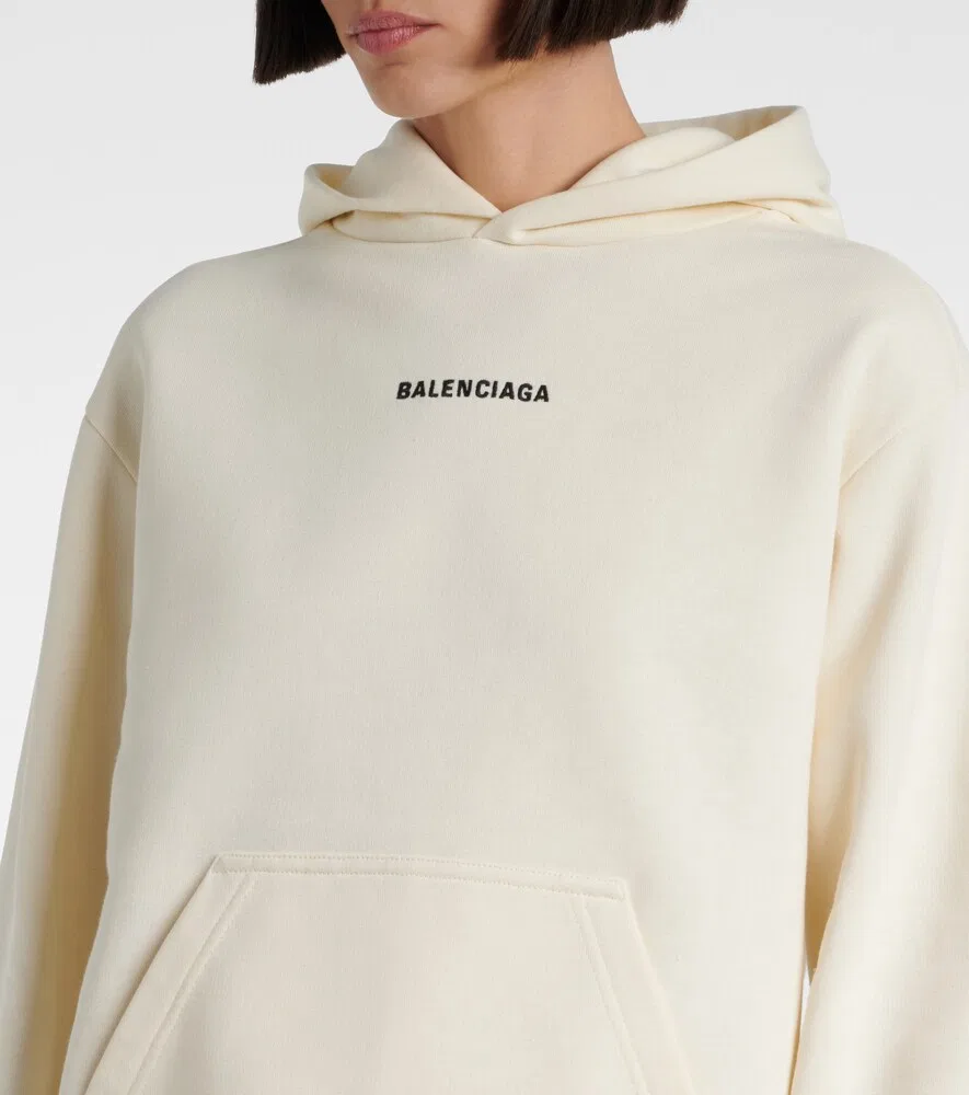 Толстовка из хлопкового флиса с логотипом Balenciaga, белый — фото 3
