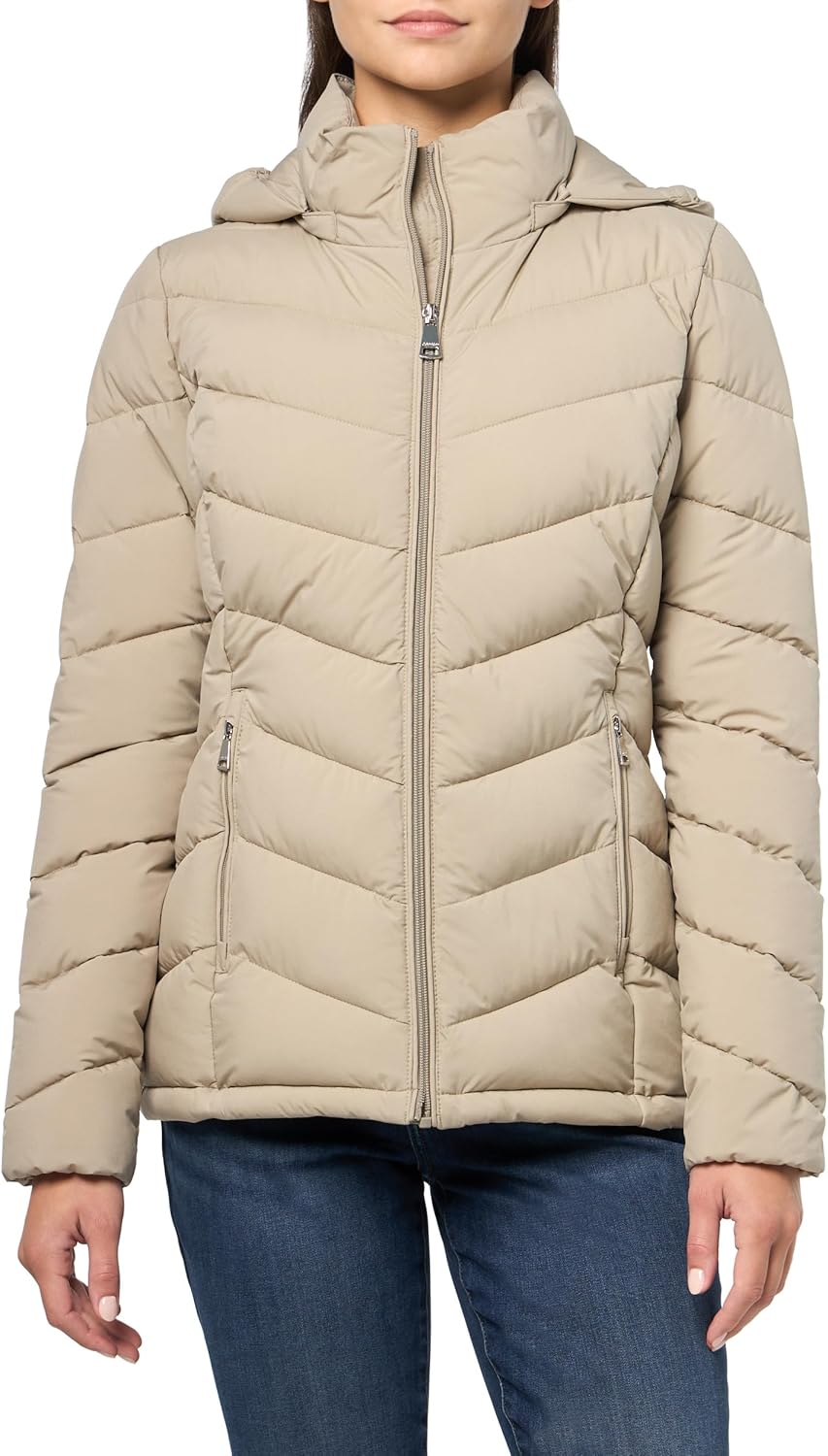 

Calvin Klein Женская классическая утепленная куртка с капюшоном на молнии, Fennel