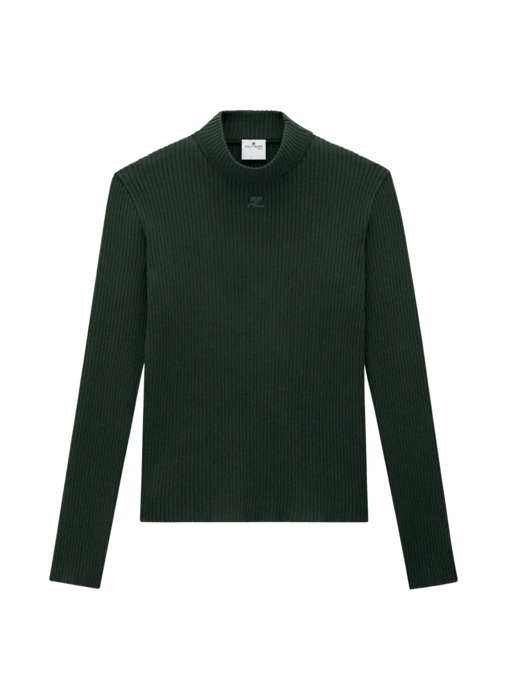 

Свитер с воротником-стойкой в рубчик из переиздания Courreges, зеленый