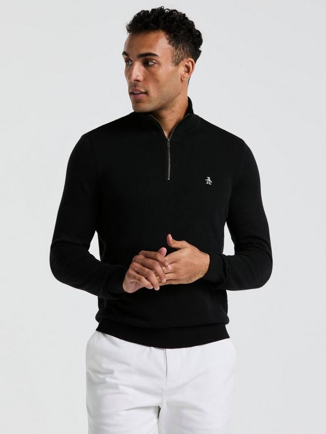 

Коттоновый джемпер с молнией на четверть Original Penguin, True Black