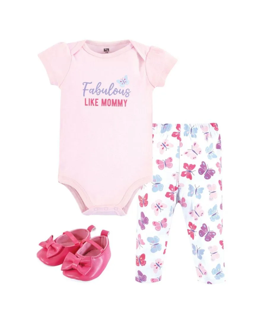 Хлопковый боди, брюки и комплект обуви Hudson Baby, Fabulous Butterfly