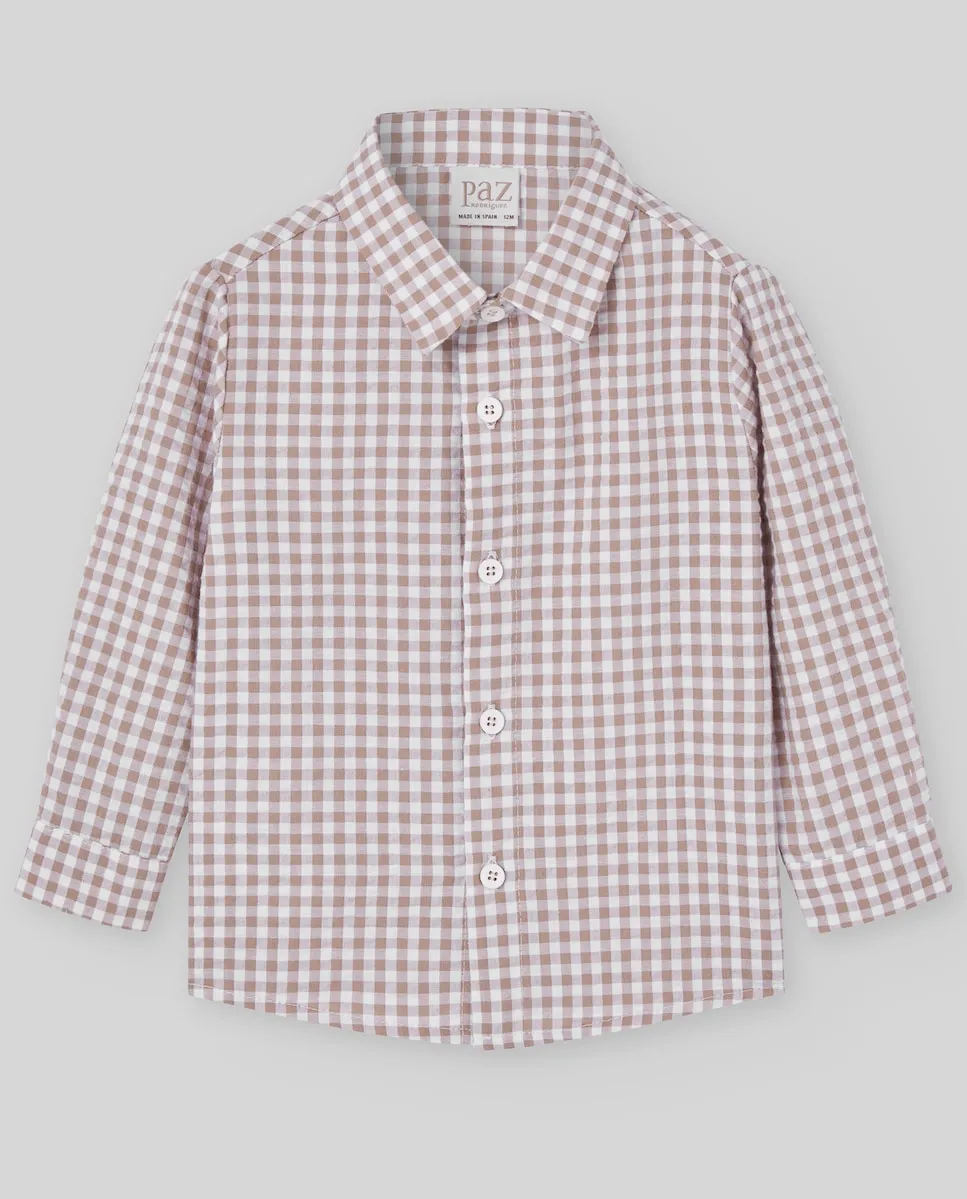 

Детская рубашка в клетку коллекции Setitas Paz Rodríguez, бежевый