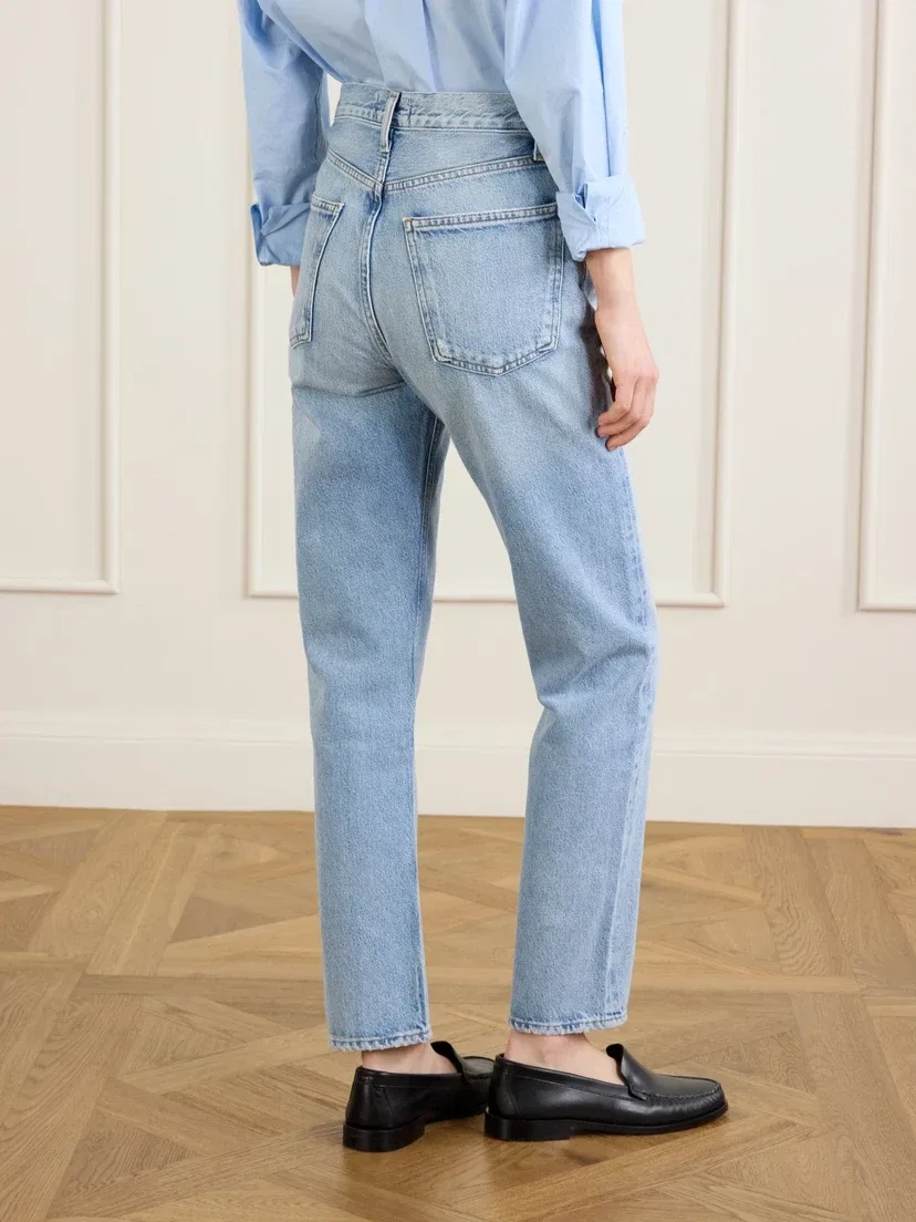 Джинсы укороченные, прямого кроя, с высокой посадкой на талии, модель '90s Pinch Waist AGOLDE, голубой — фото 4
