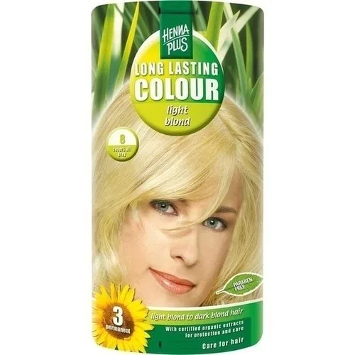 Стойкая краска для волос «Long Lasting Colour» Light Blonde 8 от Hennaplus Hennaplus