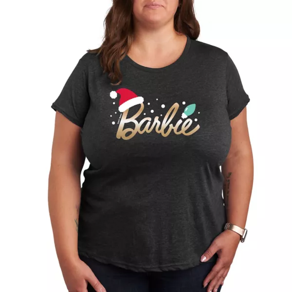

Футболка с принтом Plus logo и шапкой Санты Barbie, серый