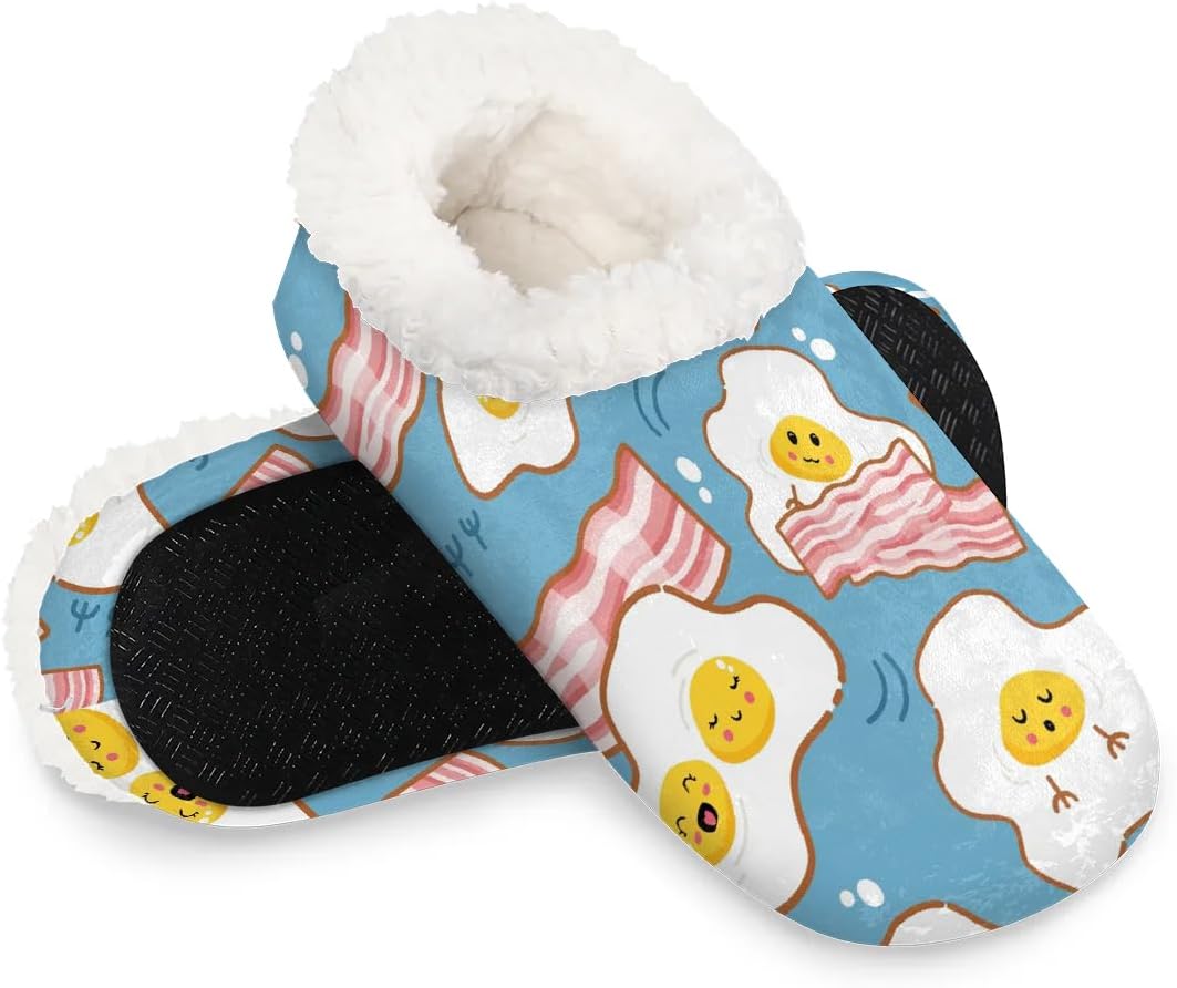 

Домашние тапочки для женщин и мужчин, милые закрытые плюшевые тапочки с изображением собаки, удобная обувь для дома с противоскользящей резиновой подошвой для использования внутри и снаружи Lakefvgk, Eggs Bacon