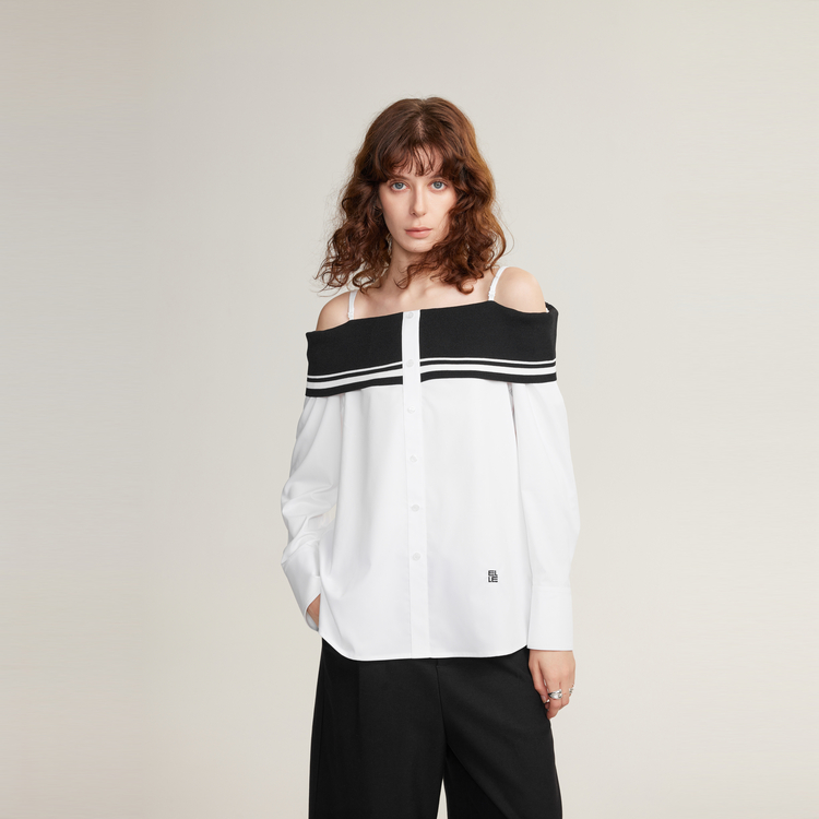 

ELLE Рубашка Women's White Boat neck Moderate