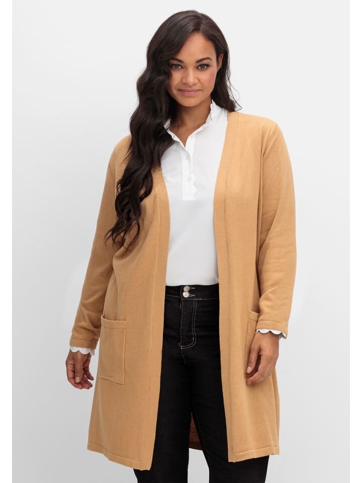 

Кардиган sheego Lange Strickjacke, цвет camelfarben