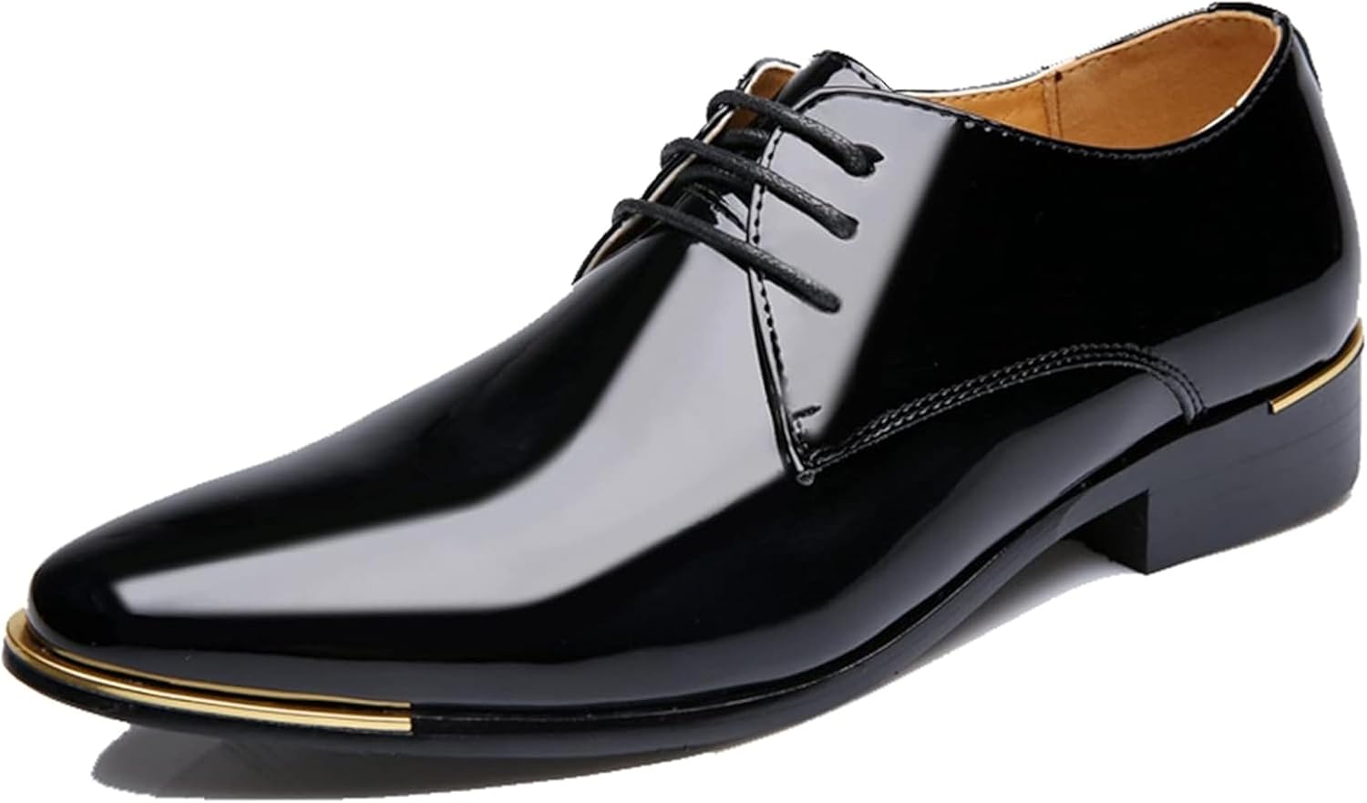 

Мужские туфли Oxford современного стиля на шнуровке с заостренным носком, лакированные, для официальных мероприятий, размер 8,5, коричневые, весна/лето Generic