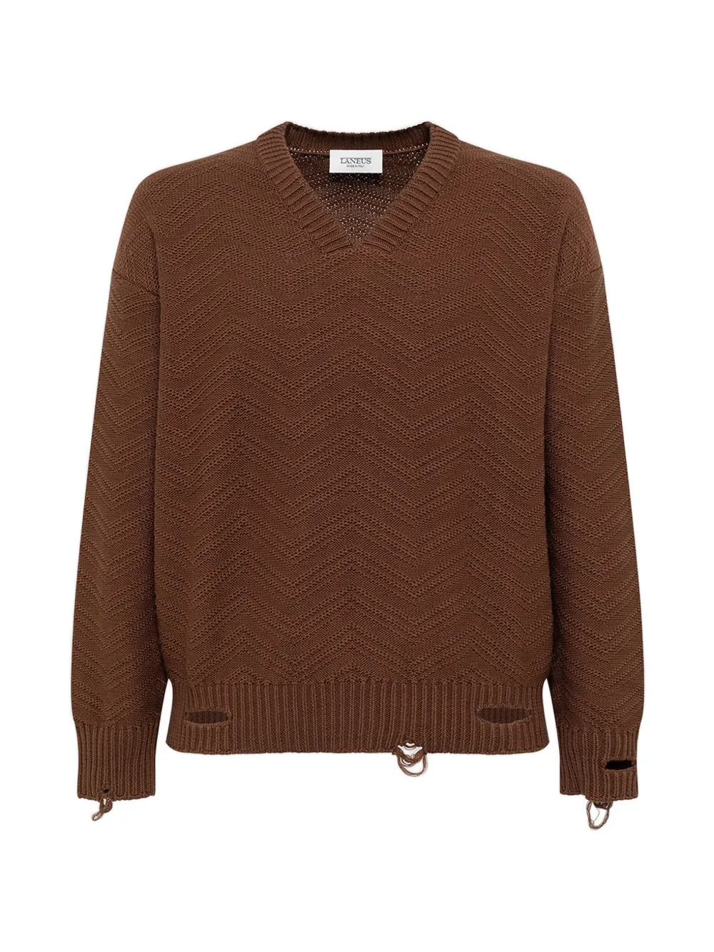

Джемпер с V-образным вырезом и эффектом потертости Laneus, коричневый