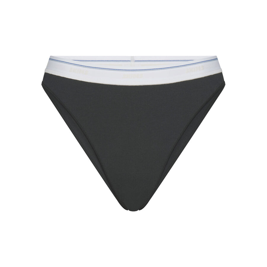 

Бикини SKIMS Cotton Rib, цвет Soot Stripe