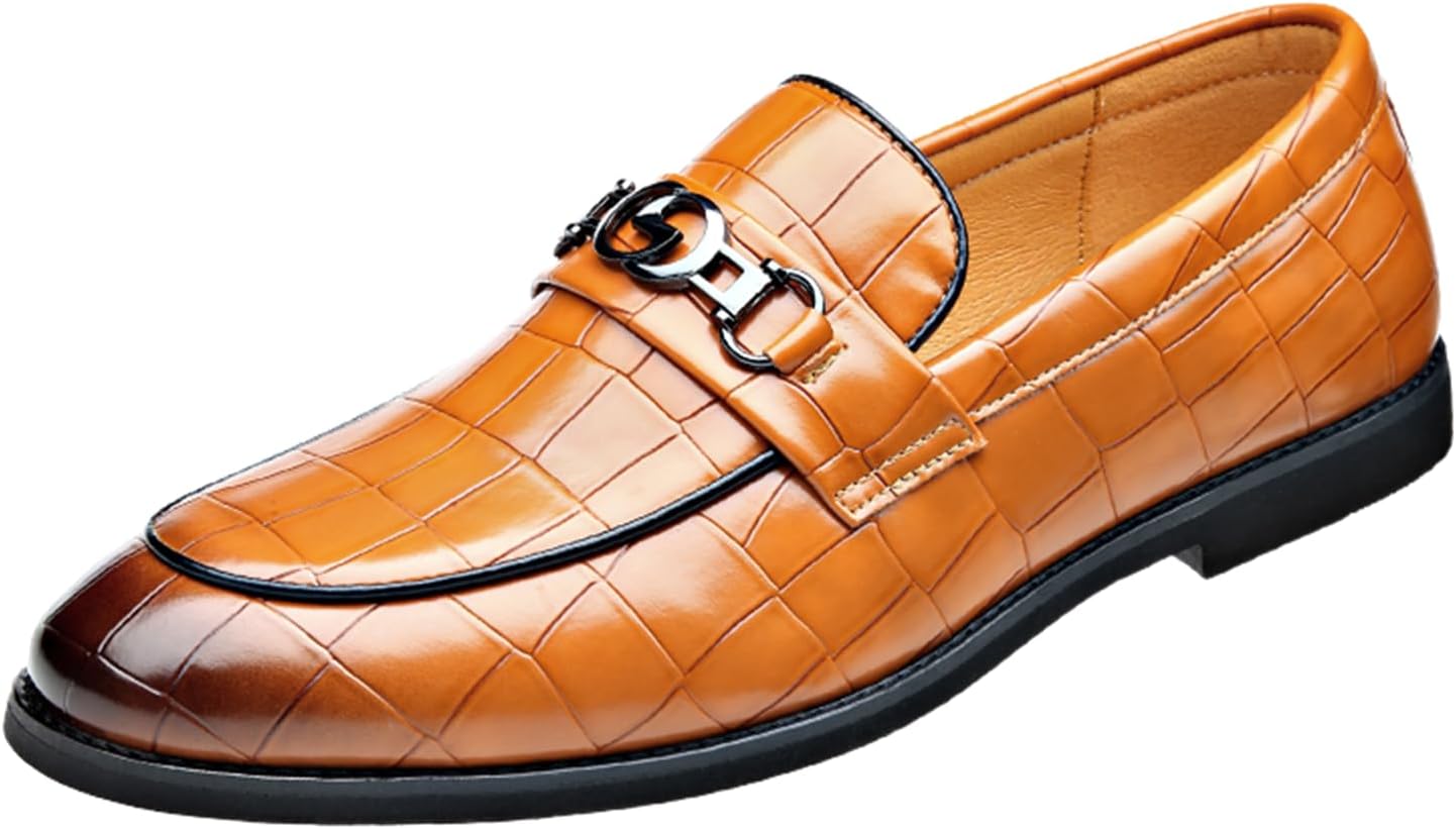 

Мужские классические кожаные слипоны, туфли-лоферы для повседневного и комфортного ношения, с круглым носком, противоскользящие, для формальных мероприятий, работы, вождения, прогулок, вечеринок и свадеб Jhfdioy, коричневый