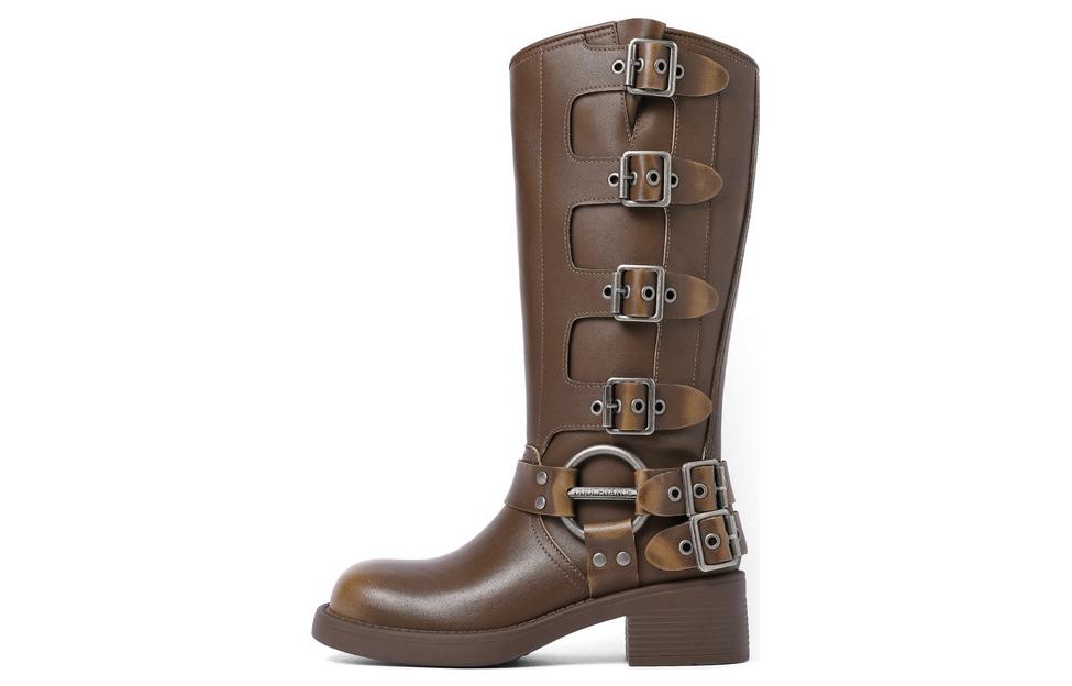 BELLE Коричневые женские полусапожки на каблуке 5 см без подкладки, цвет Brown-Unlined