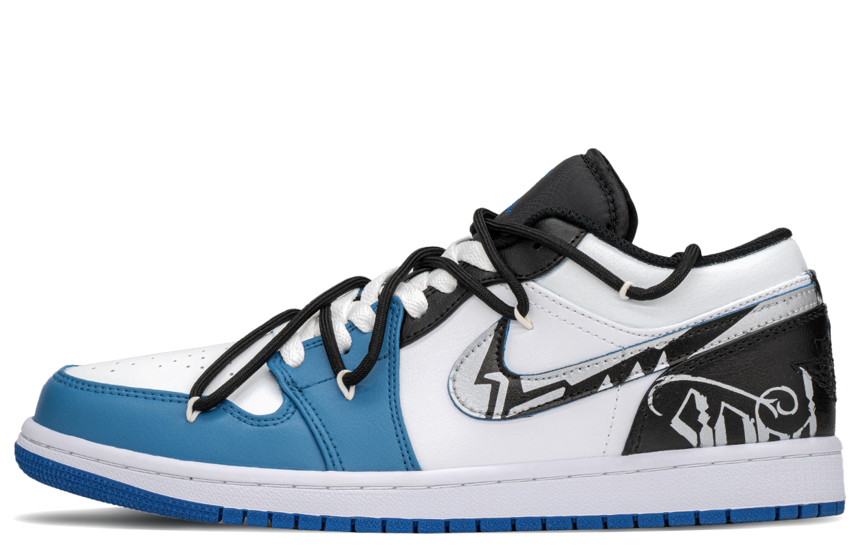 

Кроссовки Air Jordan 1 Vintage Basketball Shoes Men Low-top Black/Blue, черный/синий