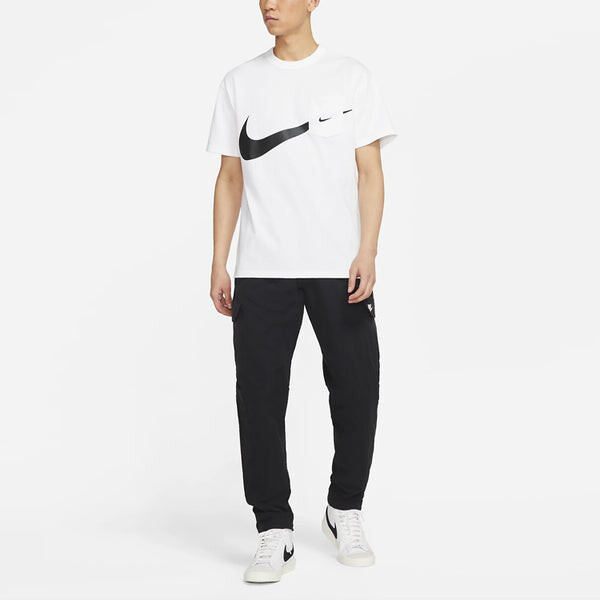 Футболка sportswear swoosh casual sports round neck logo pocket short sleeve white Nike, белый — фото 3