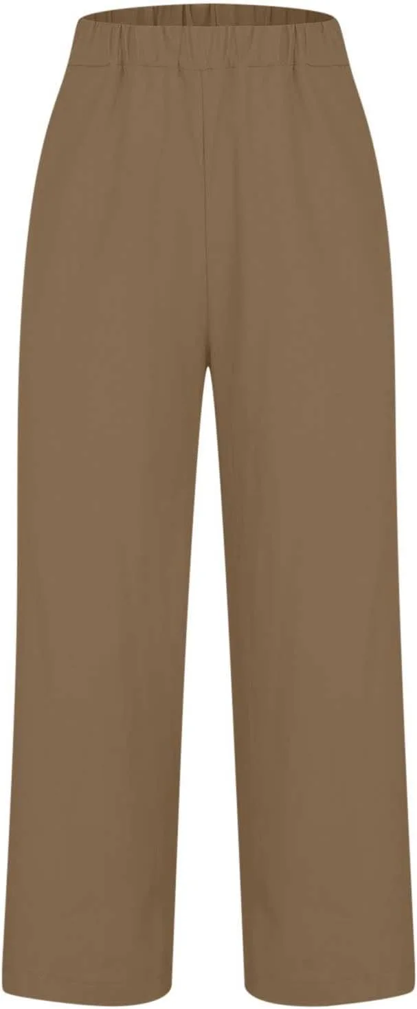 Женские брюки Casual Cotton Linen с эластичным поясом и шнурком — фото 3