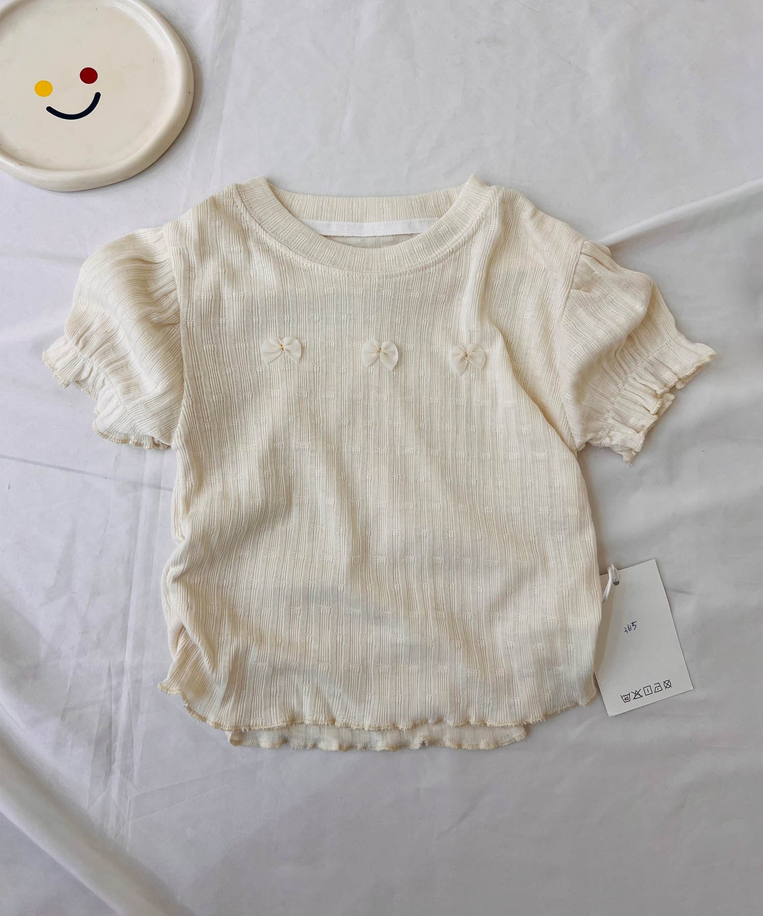 Футболка с оборками Ribbon Point Frill Aimoha Kids, Light beige