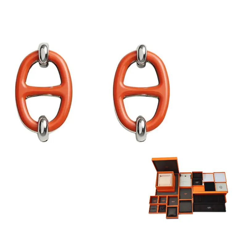 

HERMES Позолоченные серьги Palladium для женщин оранжевые